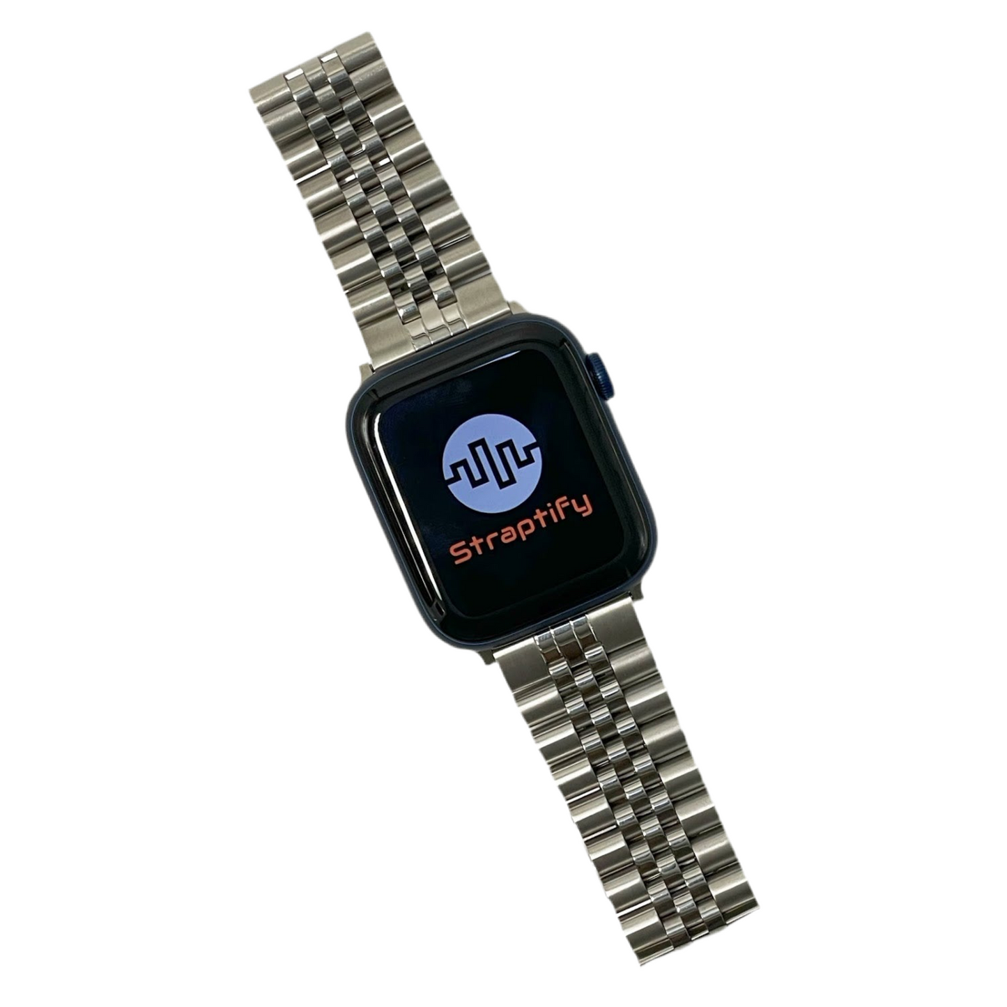 Five-beaded stainless steel solid strap - silver 五珠不銹鋼實心錶帶 - 銀色