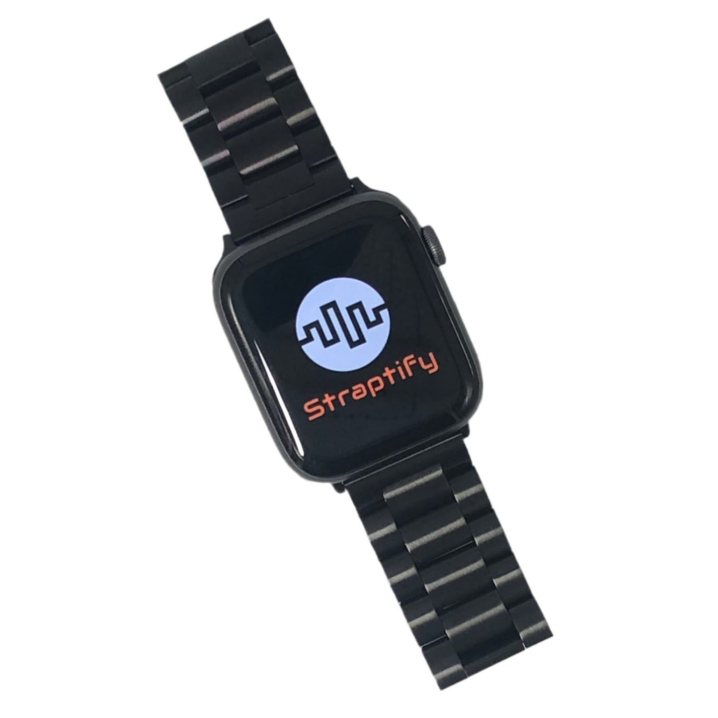 Three-beaded stainless steel strap - black 三珠不銹鋼錶帶 - 黑色