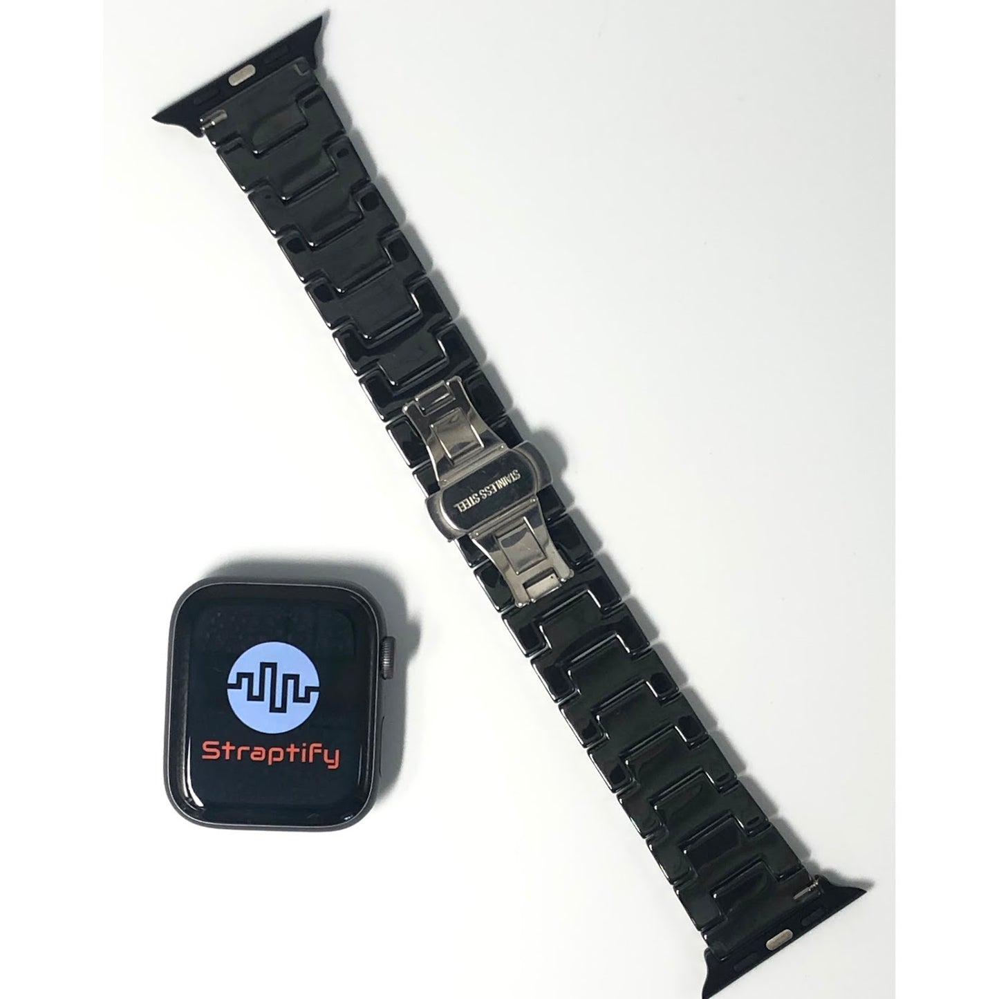 Matte Black+ Sharp Edge Ceramic Strap 磨砂黑+亮邊陶瓷錶帶