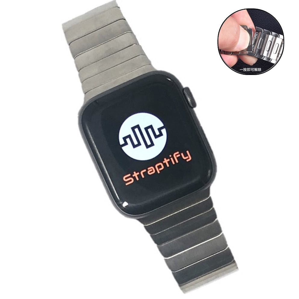 Silver/ Titanium Stainless steel bracelet strap (button adjustment) 銀色/鈦金屬色不銹鋼手鐲款錶帶 (按鍵調整款)