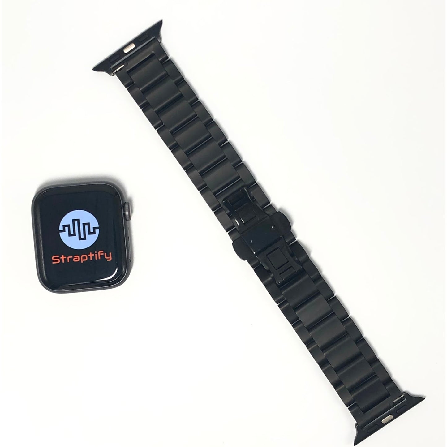 Matte Black Solid Stainless Steel Strap 磨砂黑實心不銹鋼錶帶