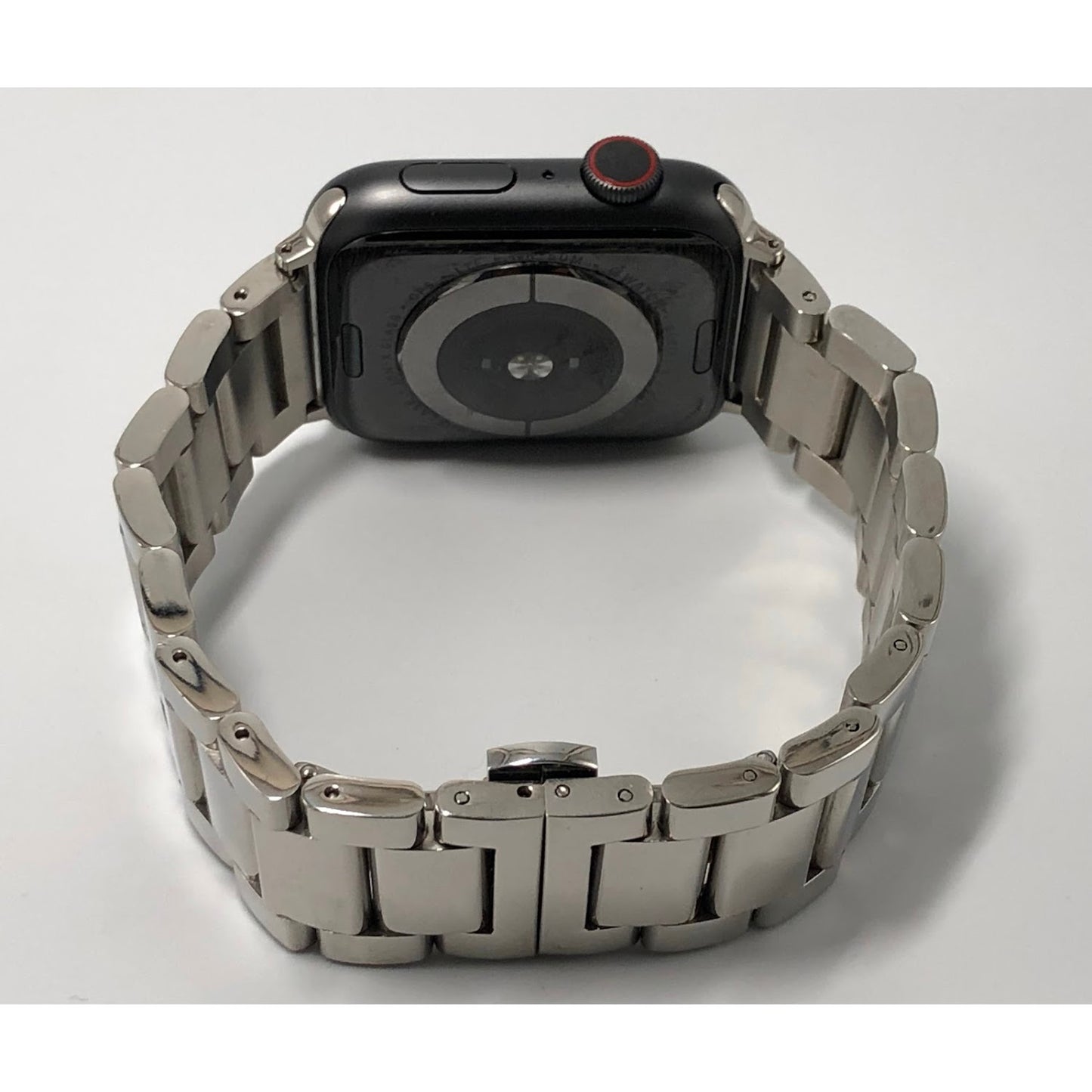 Shiny silver stainless steel butterfly buckle strap 亮面銀不銹鋼蝴蝶扣錶帶