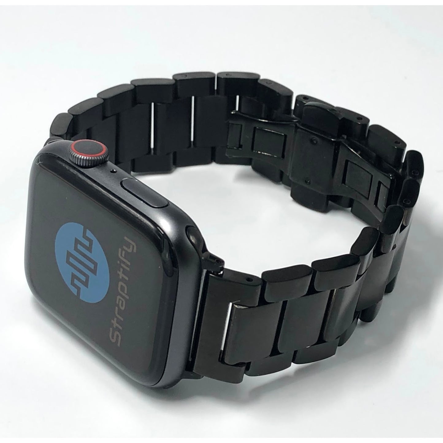 Shiny black stainless steel butterfly buckle strap 亮面黑不銹鋼蝴蝶扣錶帶