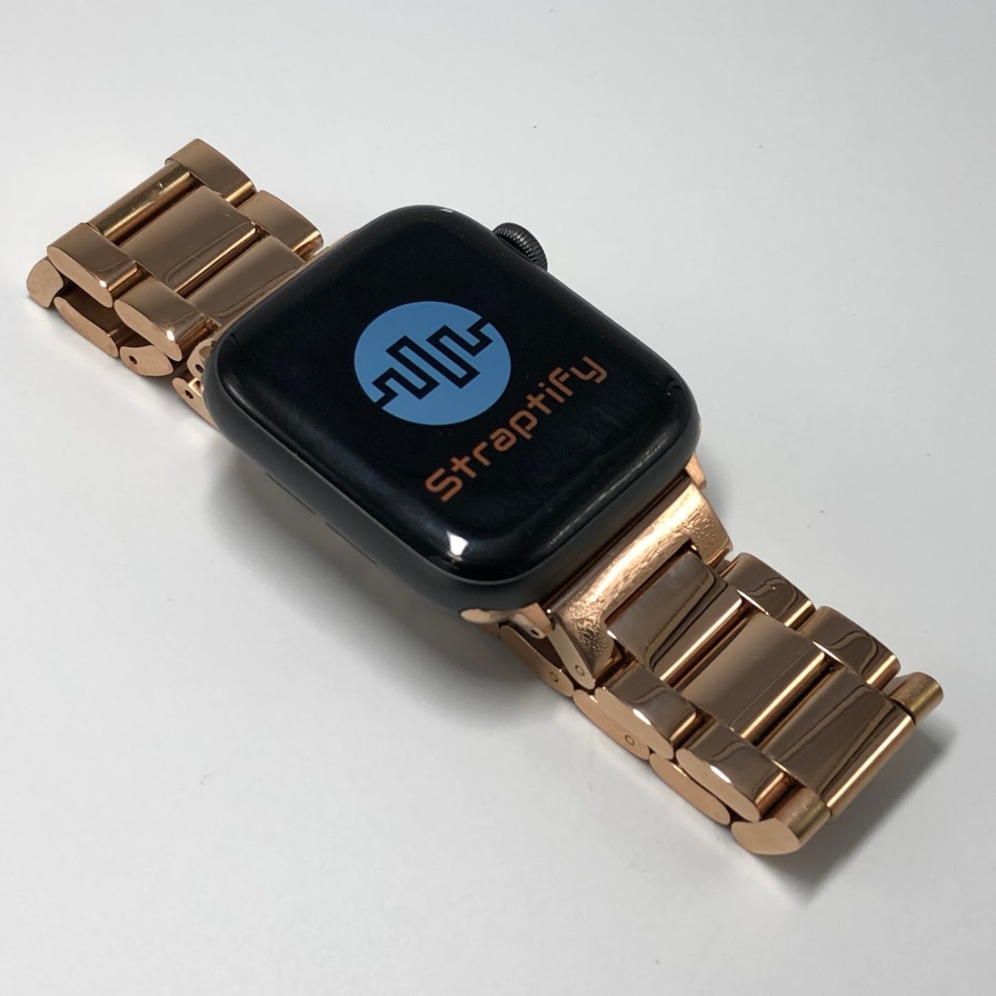 Shiny rose gold stainless steel butterfly buckle strap 亮面玫瑰金不銹鋼蝴蝶扣錶帶