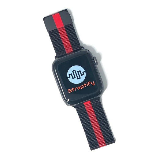 Black Redmilanese magnetic buckle strap 黑紅色米蘭尼斯磁力扣錶帶