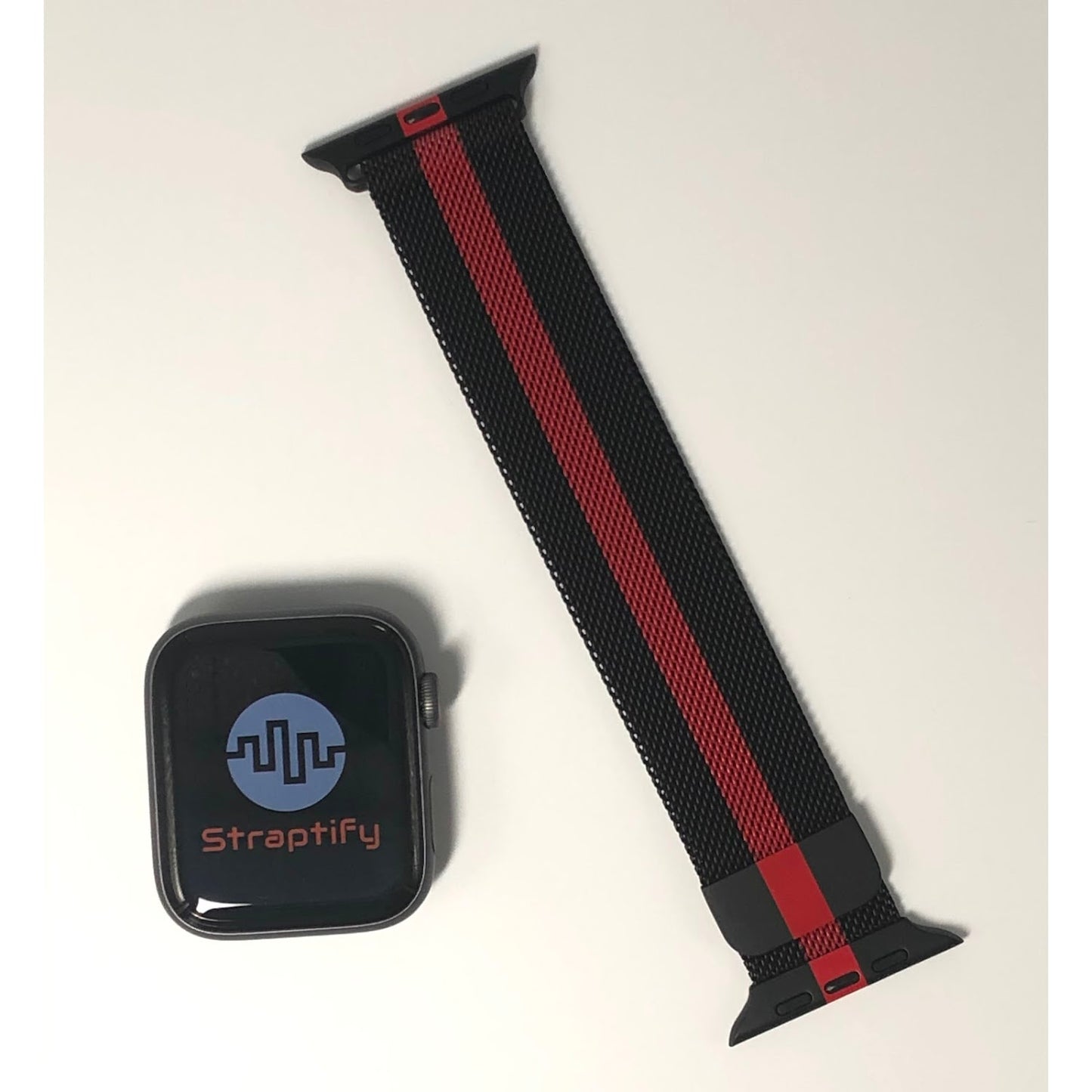 Black Redmilanese magnetic buckle strap 黑紅色米蘭尼斯磁力扣錶帶