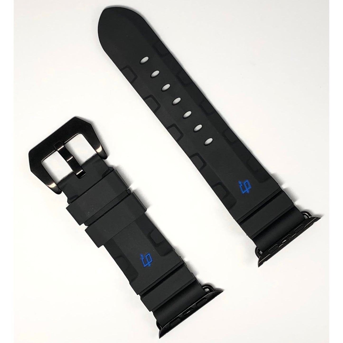 Diving Rubber Watchband - Black + Blue Lightning 潛水橡膠錶帶 黑+藍閃電