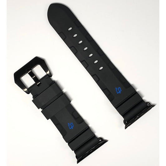 Diving Rubber Watchband - Black + Blue Lightning 潛水橡膠錶帶 黑+藍閃電