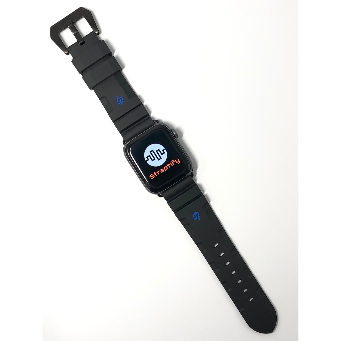Diving Rubber Watchband - Black + Blue Lightning 潛水橡膠錶帶 黑+藍閃電
