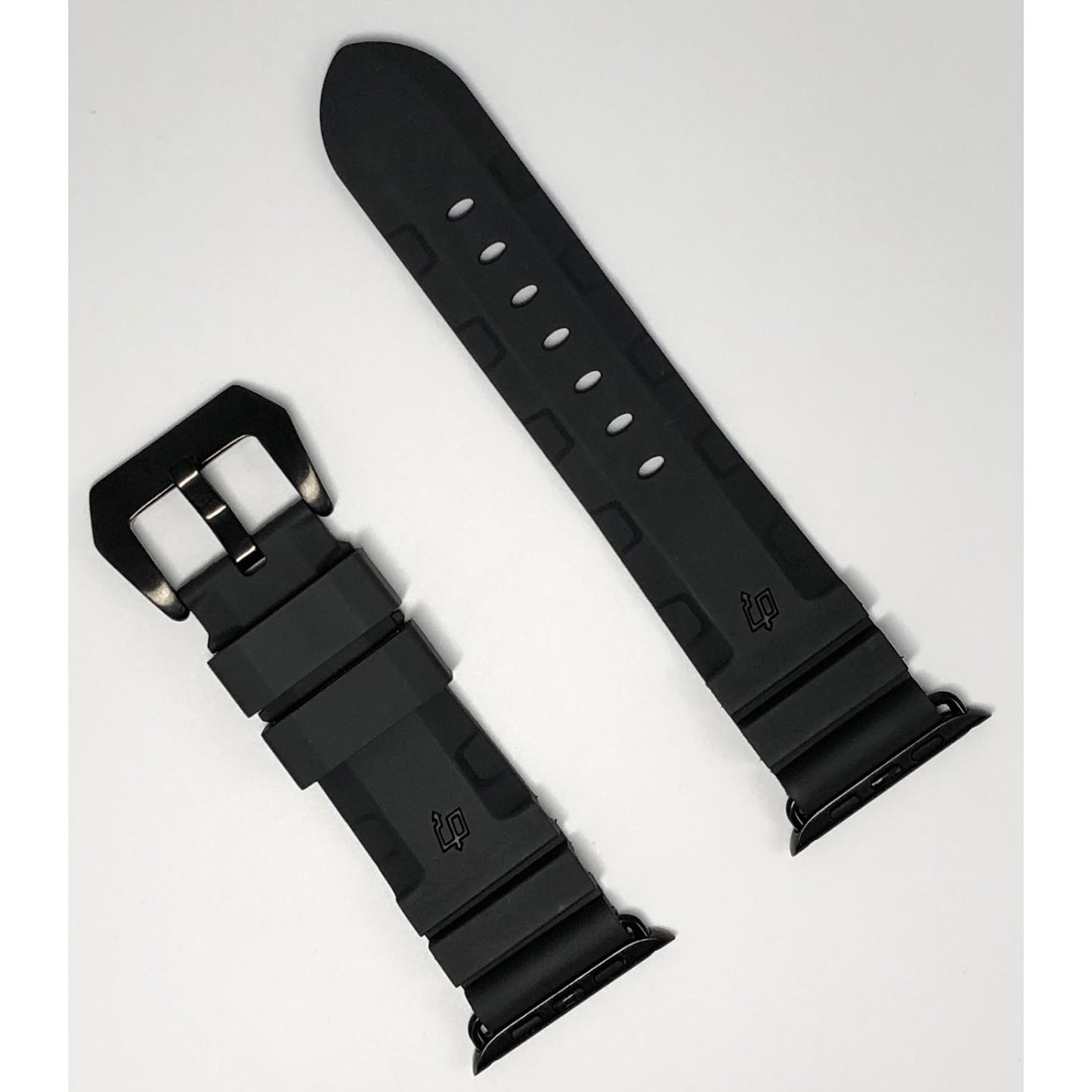 Diving Rubber Watchband - Black + Black Lightning 潛水橡膠錶帶-黑+ 黑閃電