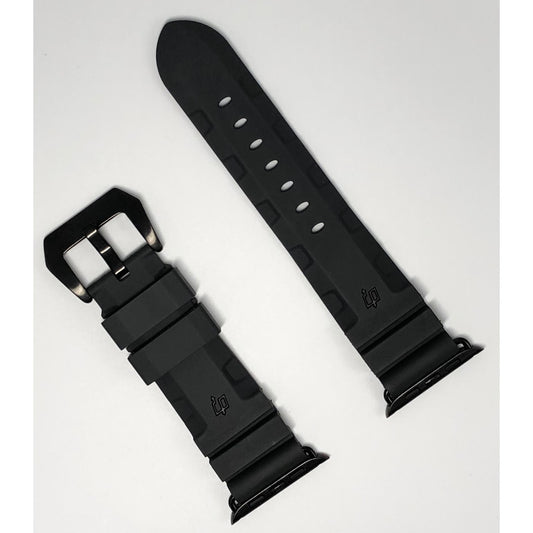 Diving Rubber Watchband - Black + Black Lightning 潛水橡膠錶帶-黑+ 黑閃電