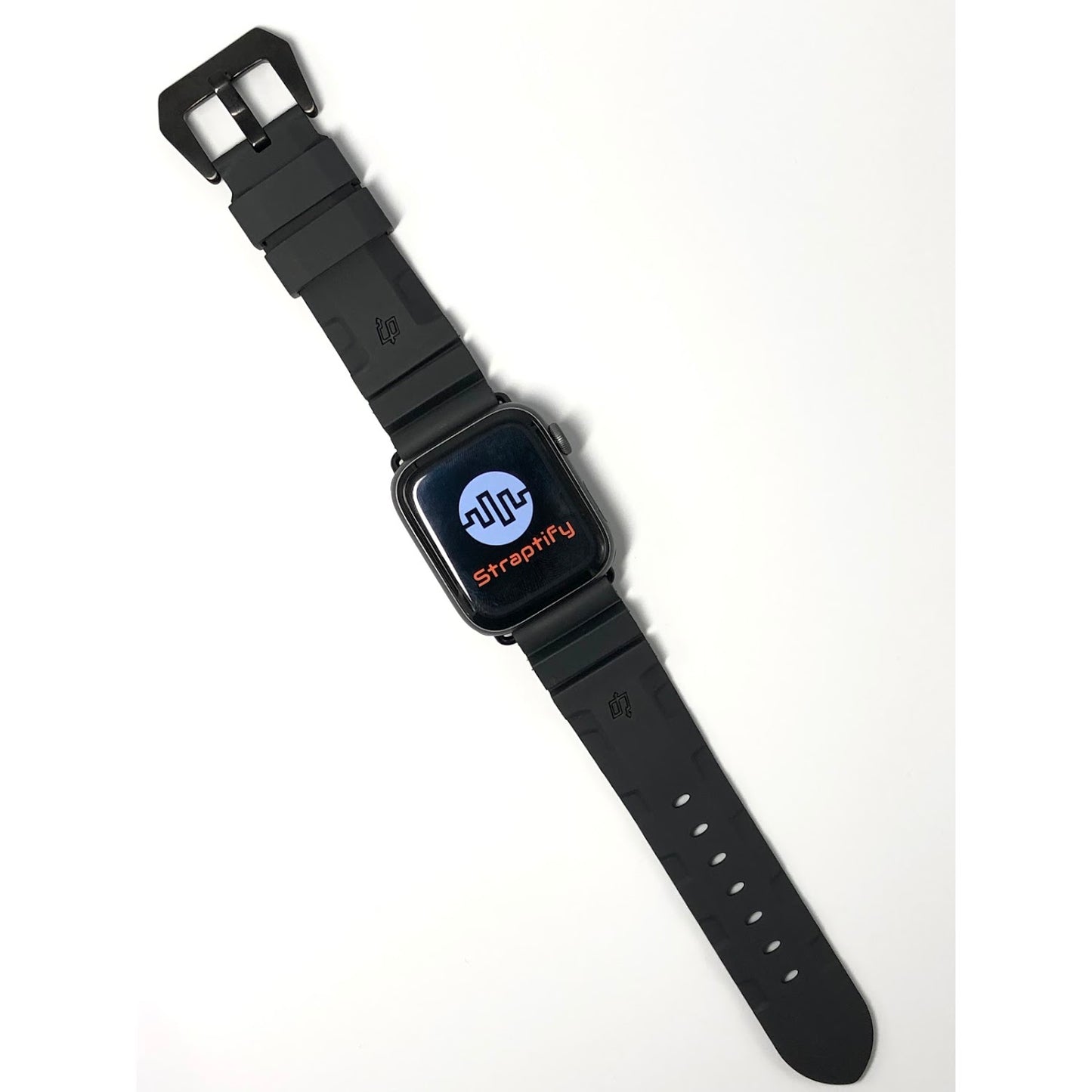 Diving Rubber Watchband - Black + Black Lightning 潛水橡膠錶帶-黑+ 黑閃電