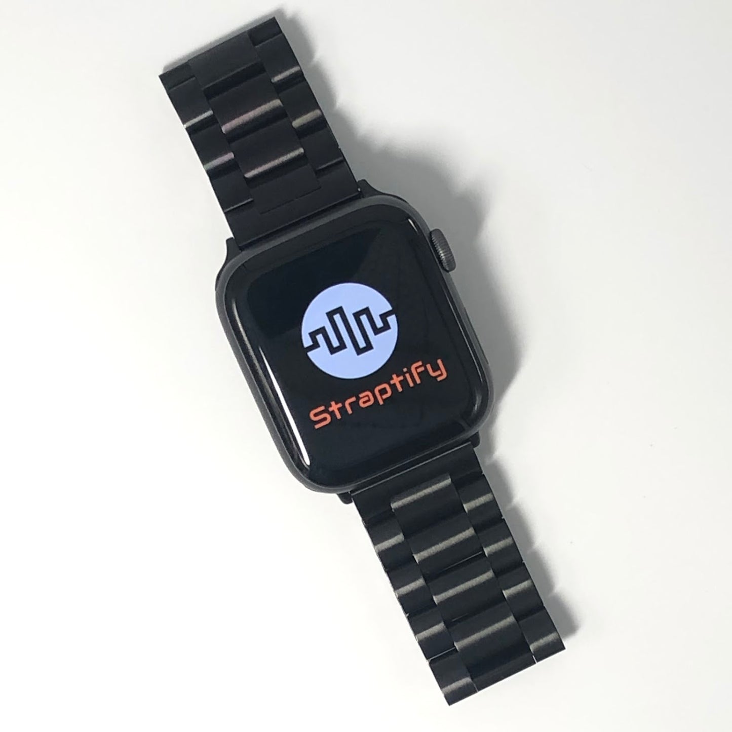 Three-beaded stainless steel strap - black 三珠不銹鋼錶帶 - 黑色