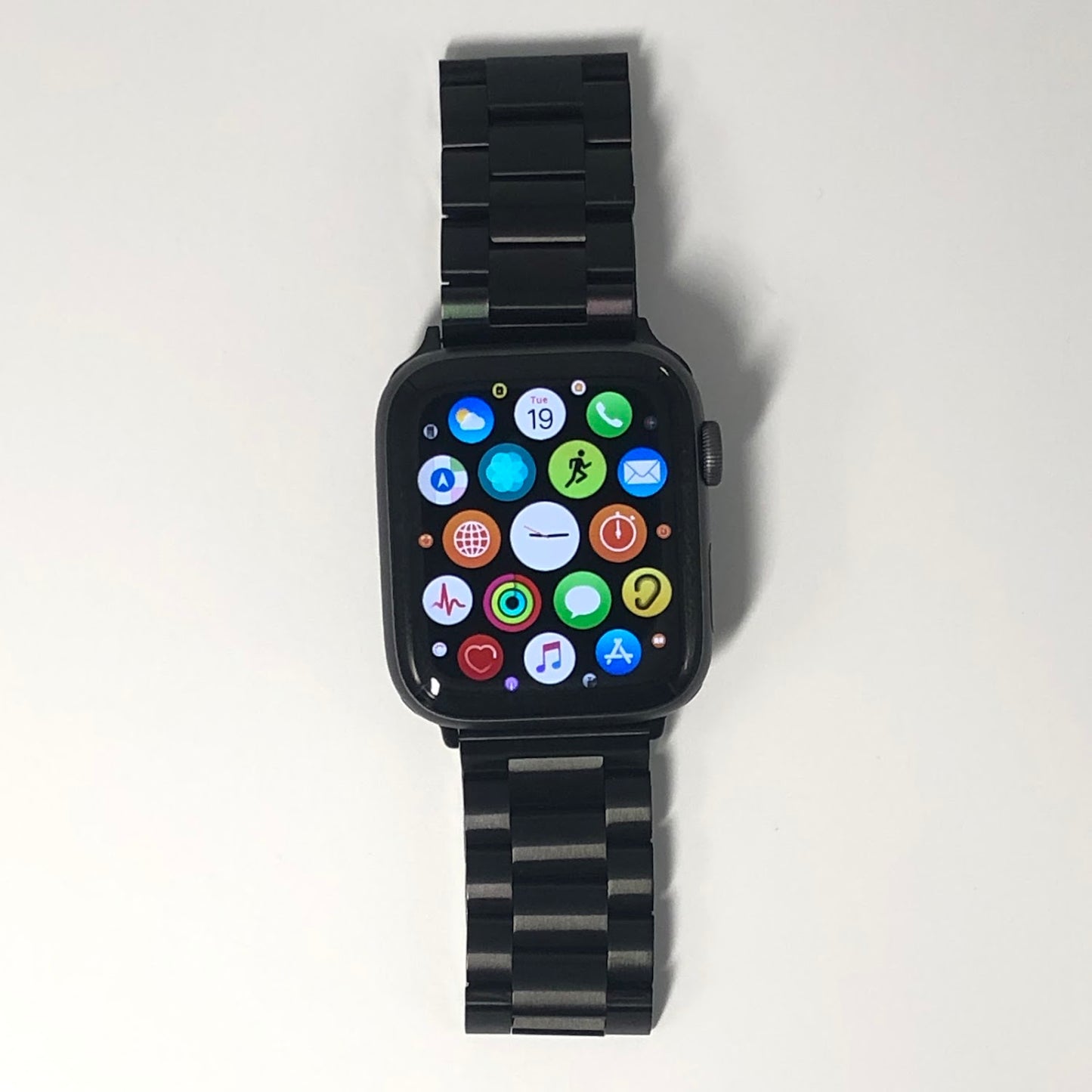 Three-beaded stainless steel strap - black 三珠不銹鋼錶帶 - 黑色