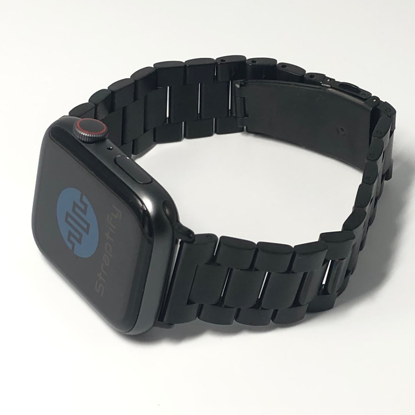 Three-beaded stainless steel strap - black 三珠不銹鋼錶帶 - 黑色