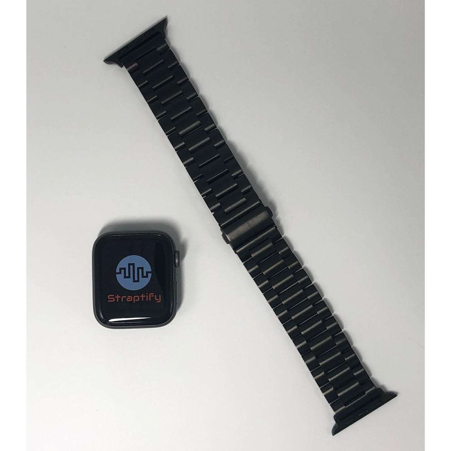 Three-beaded stainless steel strap - black 三珠不銹鋼錶帶 - 黑色