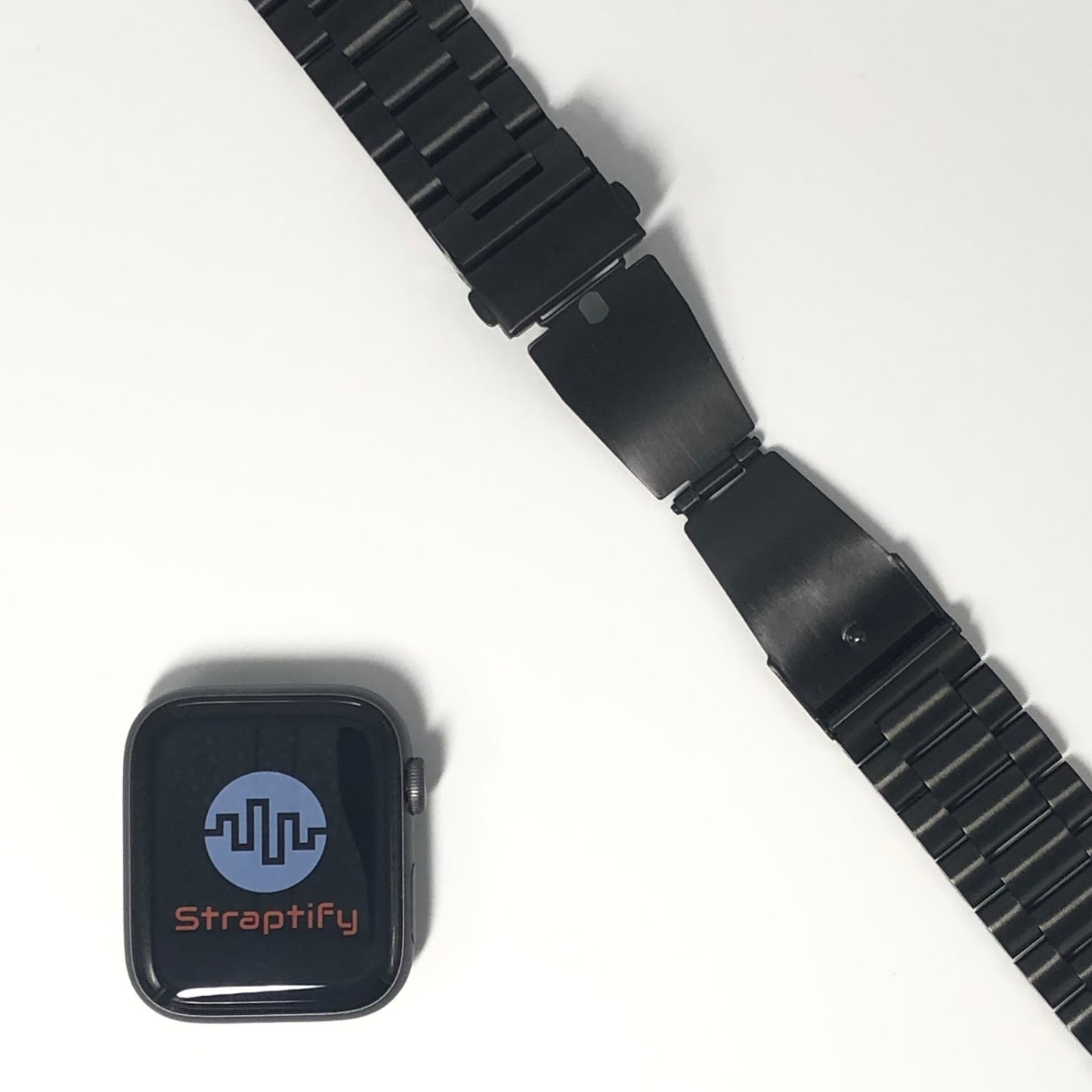 Three-beaded stainless steel strap - black 三珠不銹鋼錶帶 - 黑色