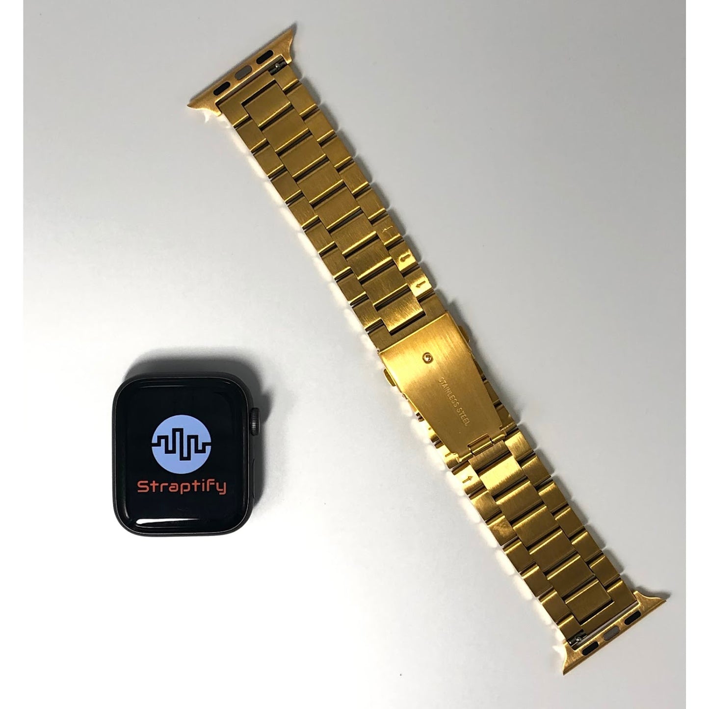 Three-beaded stainless steel strap - Gold 三珠不銹鋼錶帶 - 金色