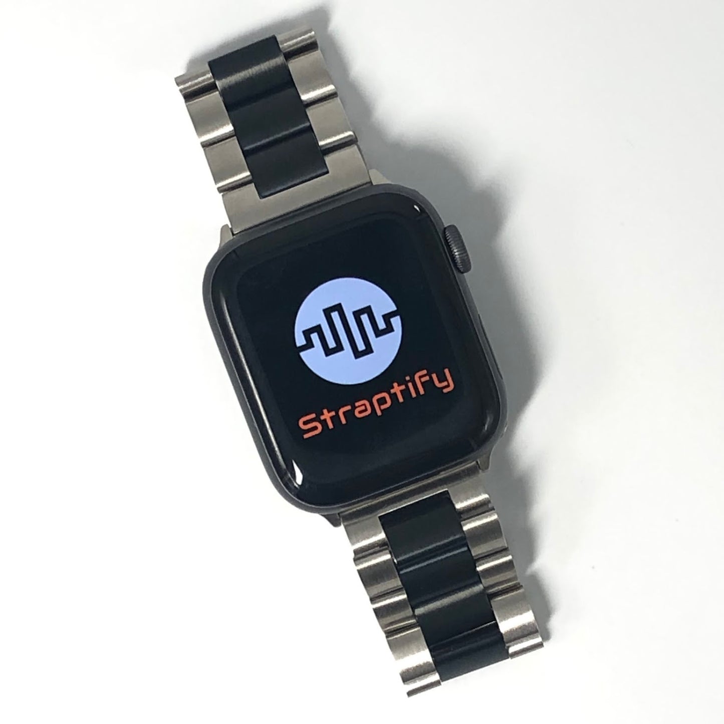 Three-beaded stainless steel strap - Silver Black 三珠不銹鋼錶帶 - 間黑色
