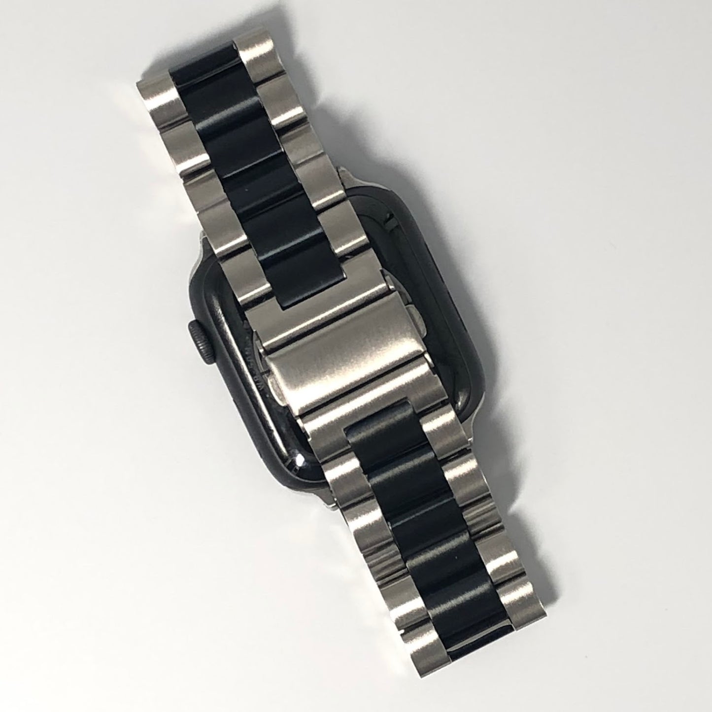 Three-beaded stainless steel strap - Silver Black 三珠不銹鋼錶帶 - 間黑色