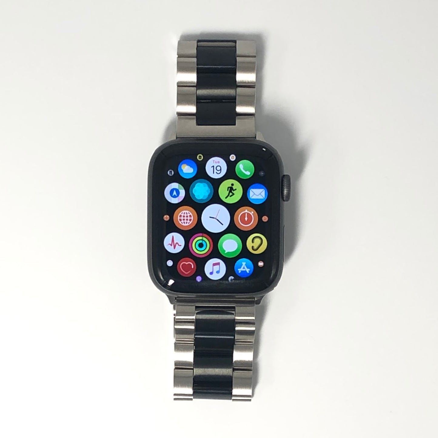 Three-beaded stainless steel strap - Silver Black 三珠不銹鋼錶帶 - 間黑色