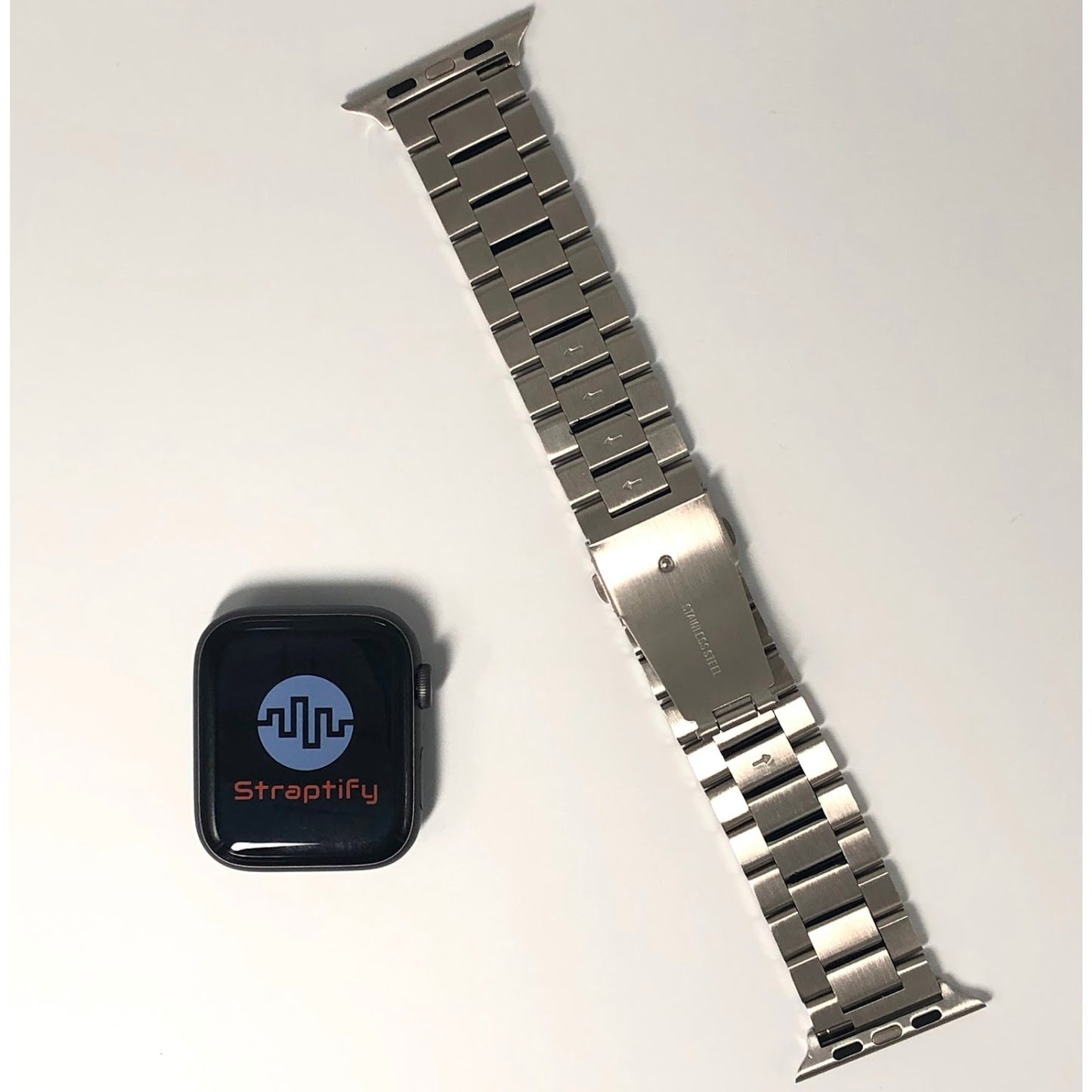Three-beaded stainless steel strap - Silver Black 三珠不銹鋼錶帶 - 間黑色