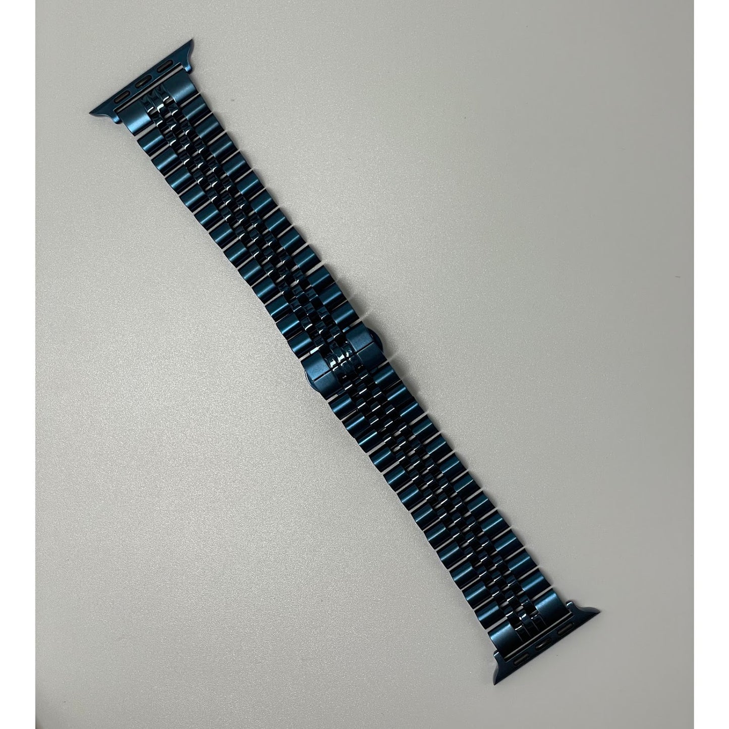 Five-beaded stainless steel solid strap - blue 五珠不銹鋼實心錶帶 - 藍色