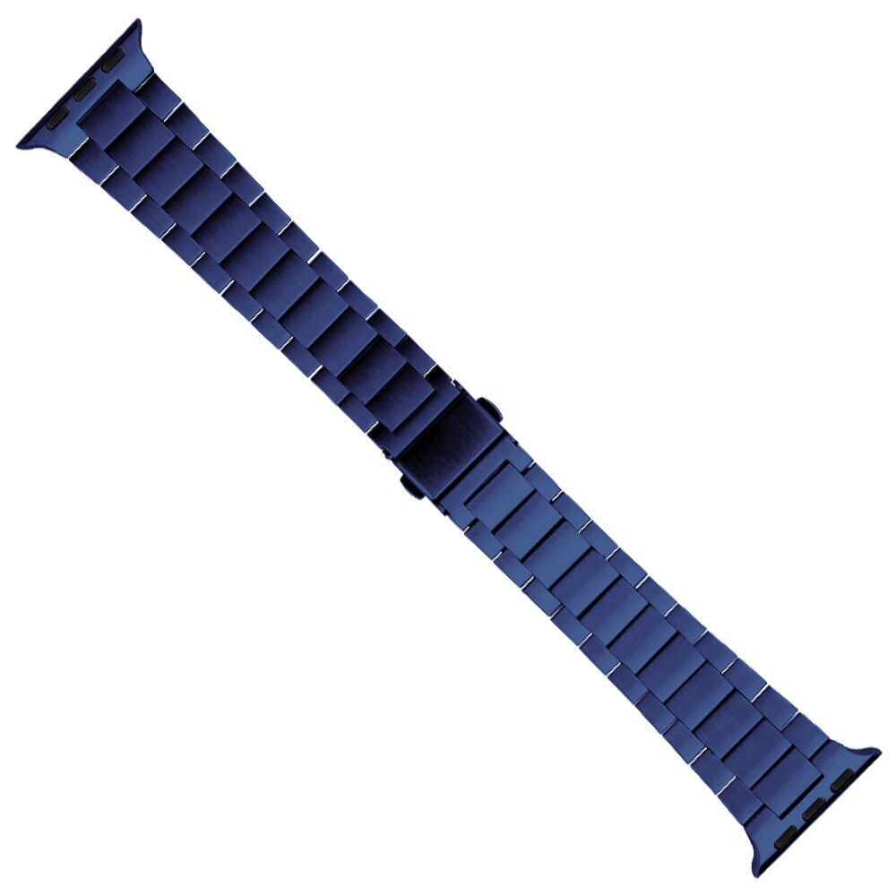 Three-beaded stainless steel solid strap - blue 三珠不銹鋼實心錶帶 - 藍色
