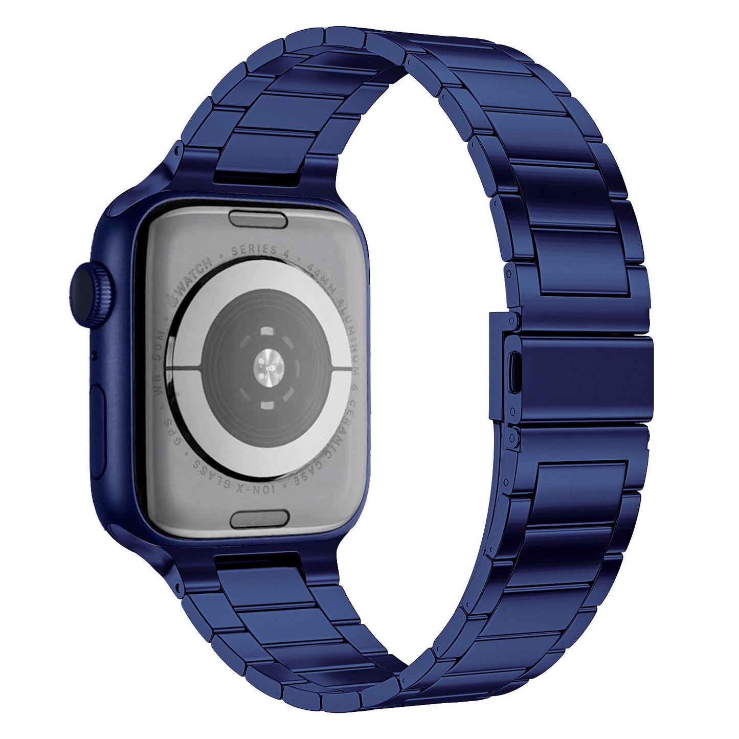 Three-beaded stainless steel solid strap - blue 三珠不銹鋼實心錶帶 - 藍色