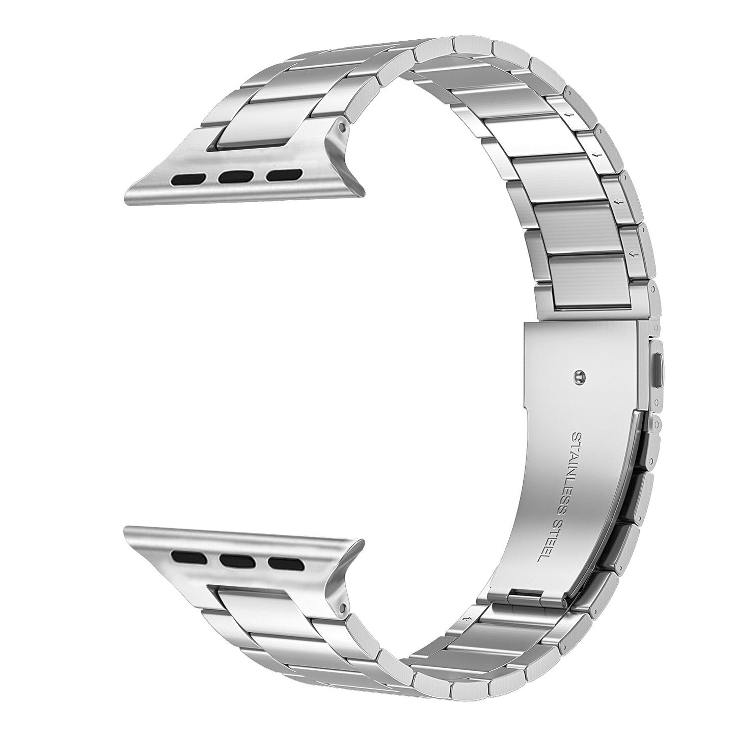 Three-beaded stainless steel solid strap - silver 三珠不銹鋼實心錶帶 - 銀色