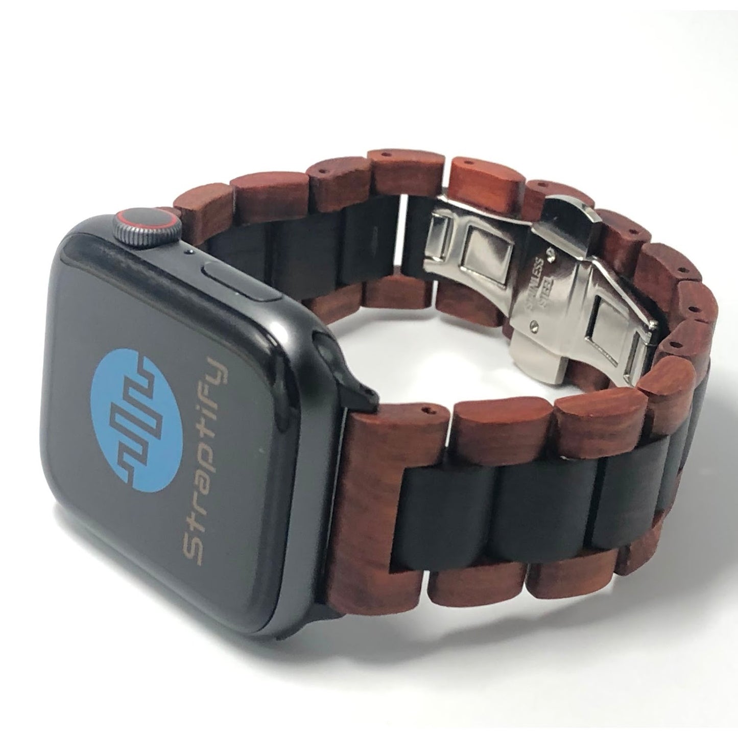 Red sandalwood + ebony solid strap
紅檀+黑檀木實心錶帶