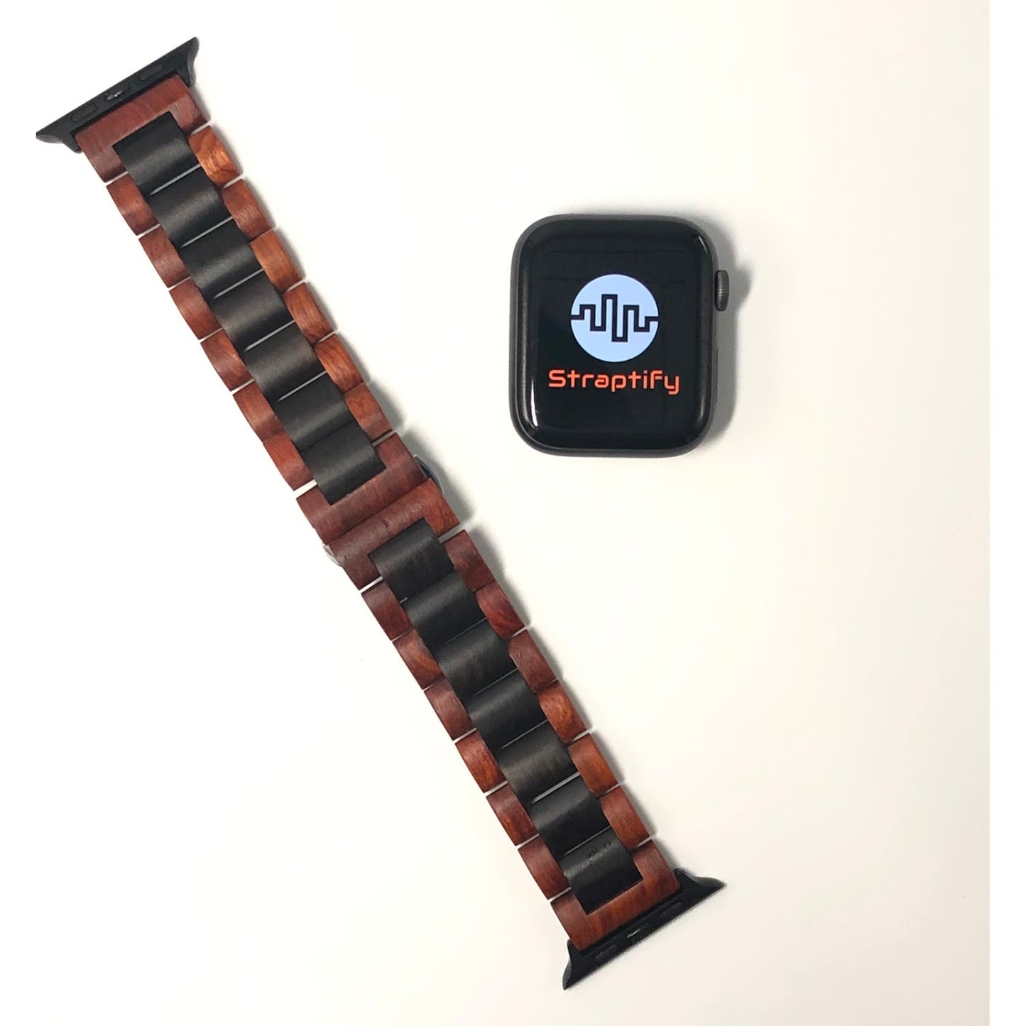 Red sandalwood + ebony solid strap
紅檀+黑檀木實心錶帶