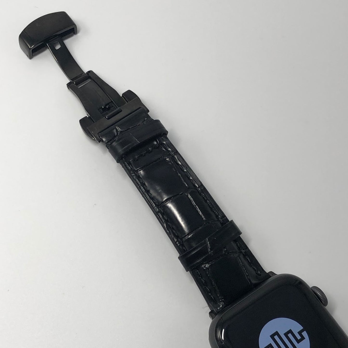 MClassic Crazy Horse Oil Leather Butterfly Buckle Strap (Black) 古典瘋馬油皮蝴蝶扣錶帶 (黑)