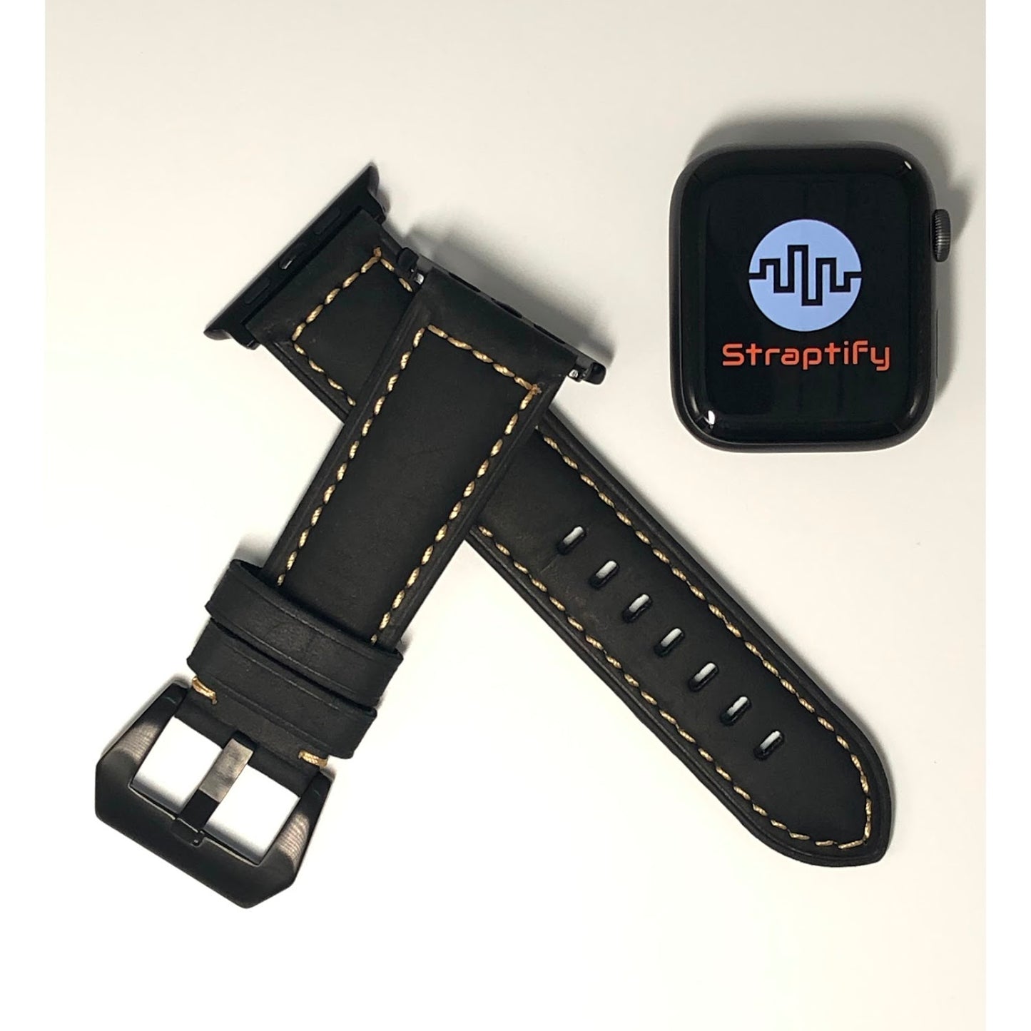 Froested leather strap - black 磨砂面真皮錶带 - 黑色
