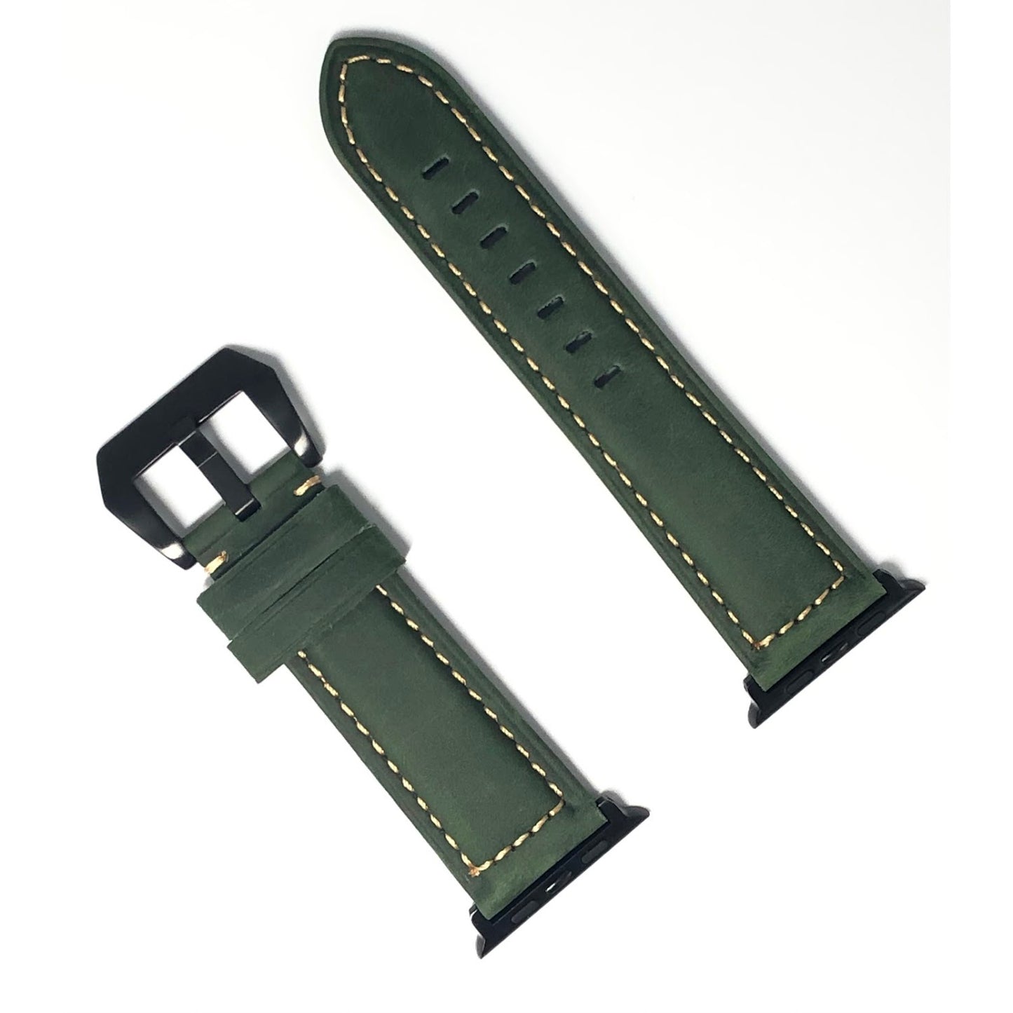 Froested leather strap - Army green 磨砂面真皮錶带 - 軍緑色