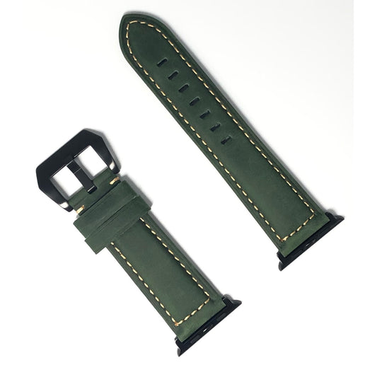 Froested leather strap - Army green 磨砂面真皮錶带 - 軍緑色
