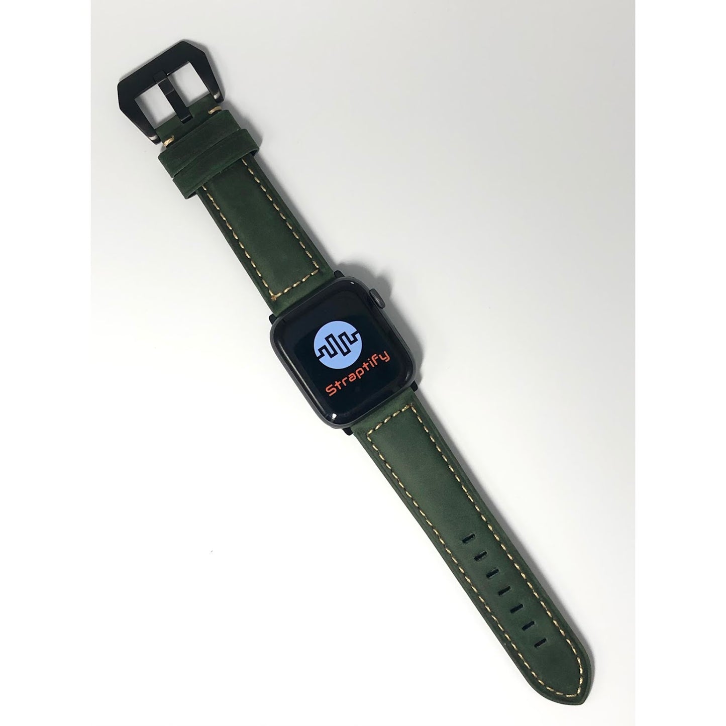 Froested leather strap - Army green 磨砂面真皮錶带 - 軍緑色
