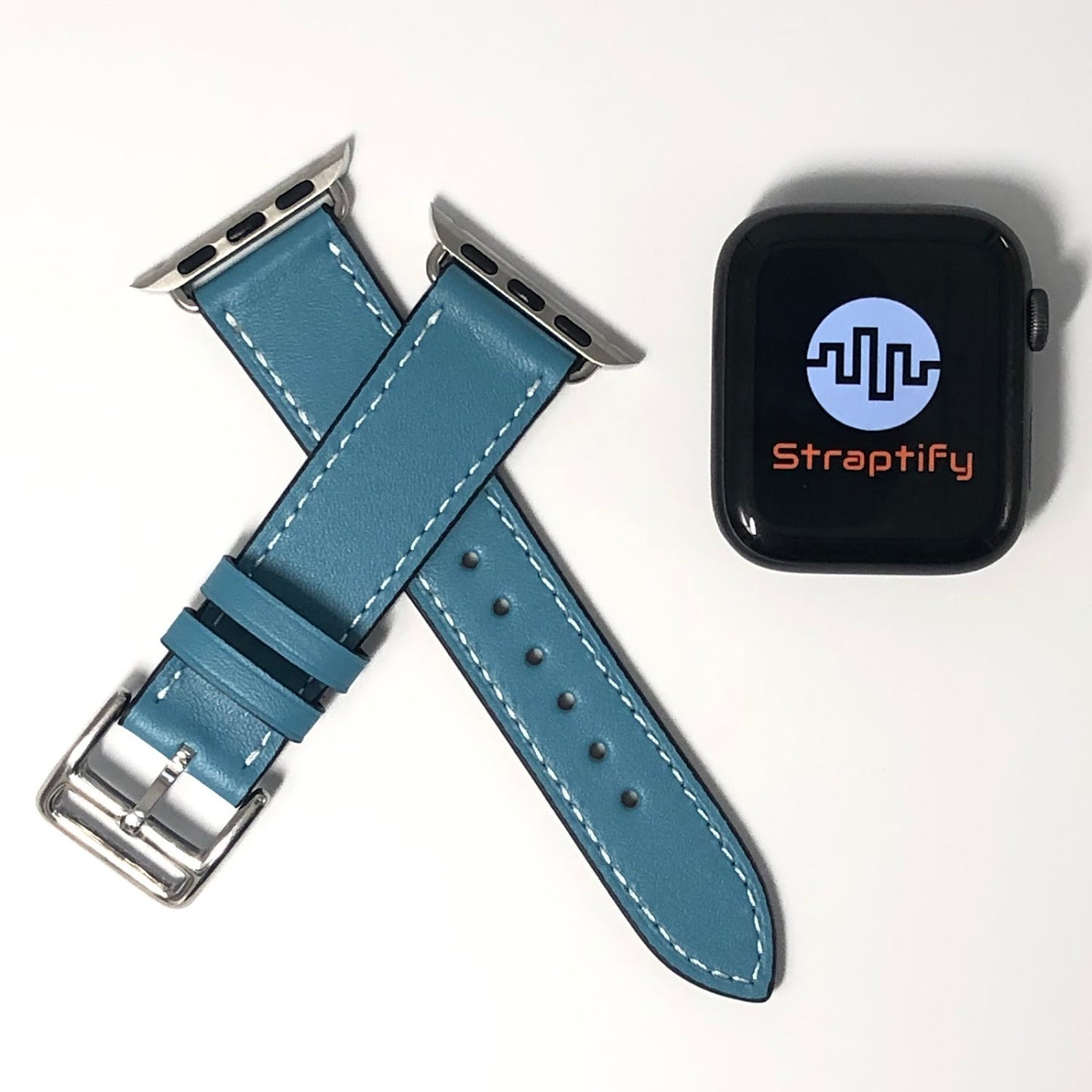 Single-loop leather strap - light blue 單圈真皮錶帶-淺藍色