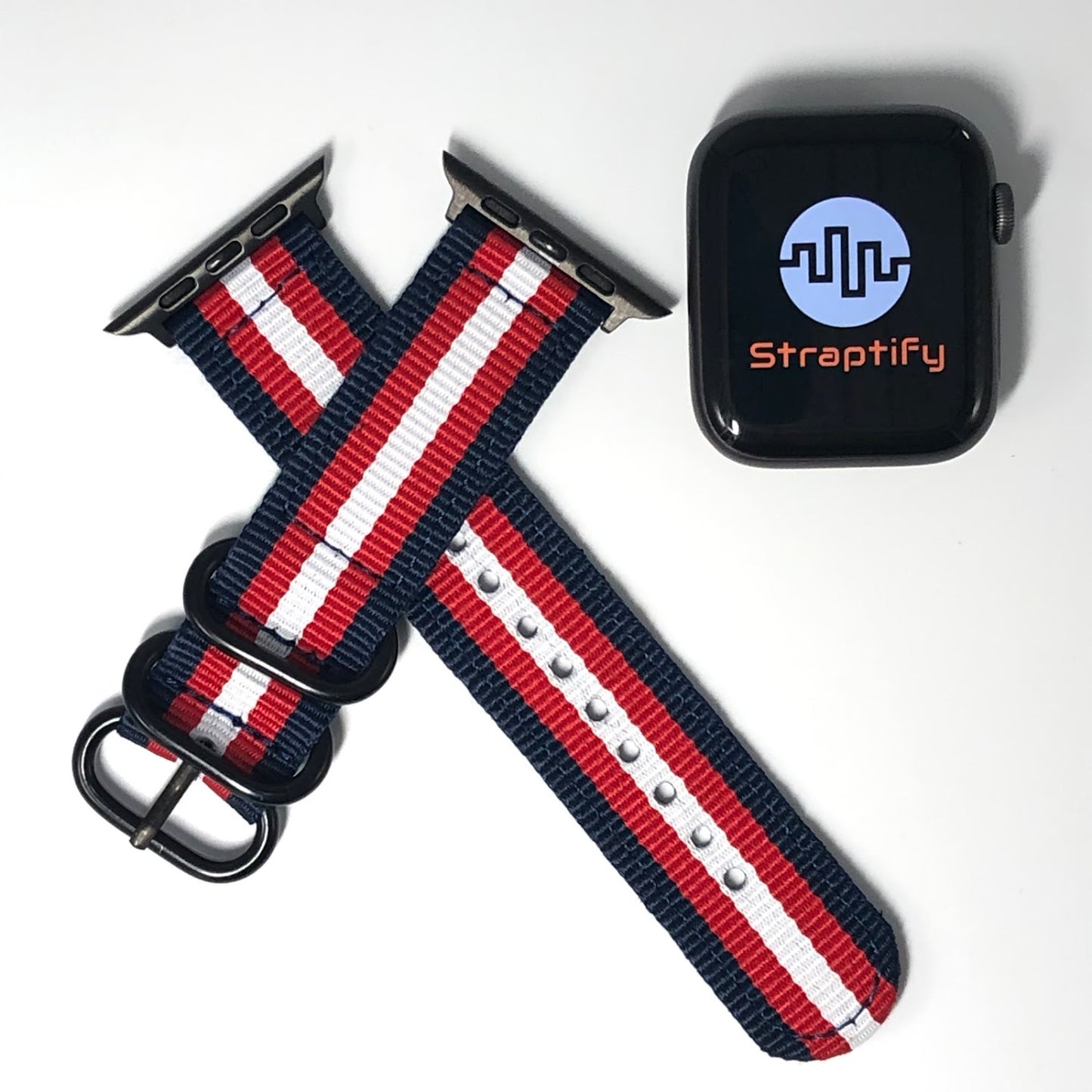 Nylon Apple Watch Strap - Blue Red White 尼龍蘋果錶帶 - 藍紅白色