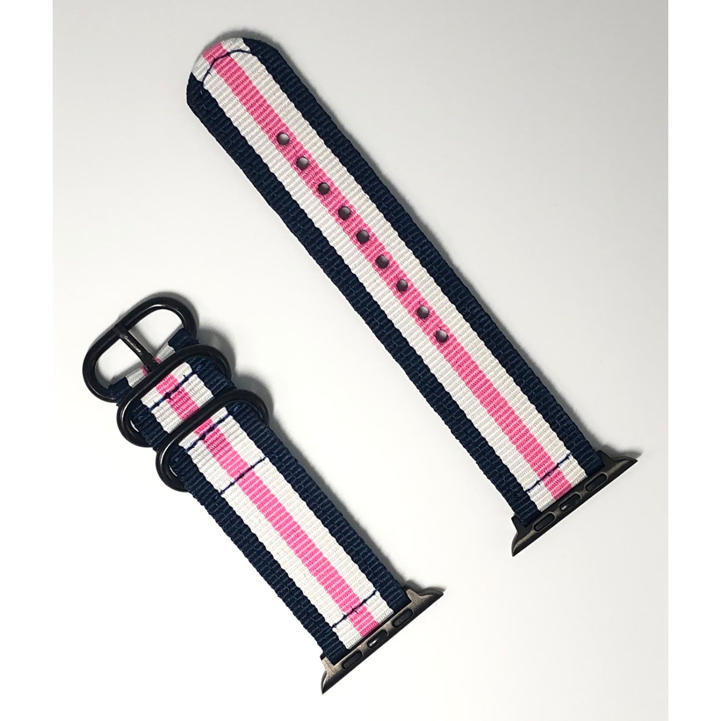 Nylon Apple Watch Strap- Blue White Pink 尼龍蘋果錶帶 - 藍 白 粉紅色