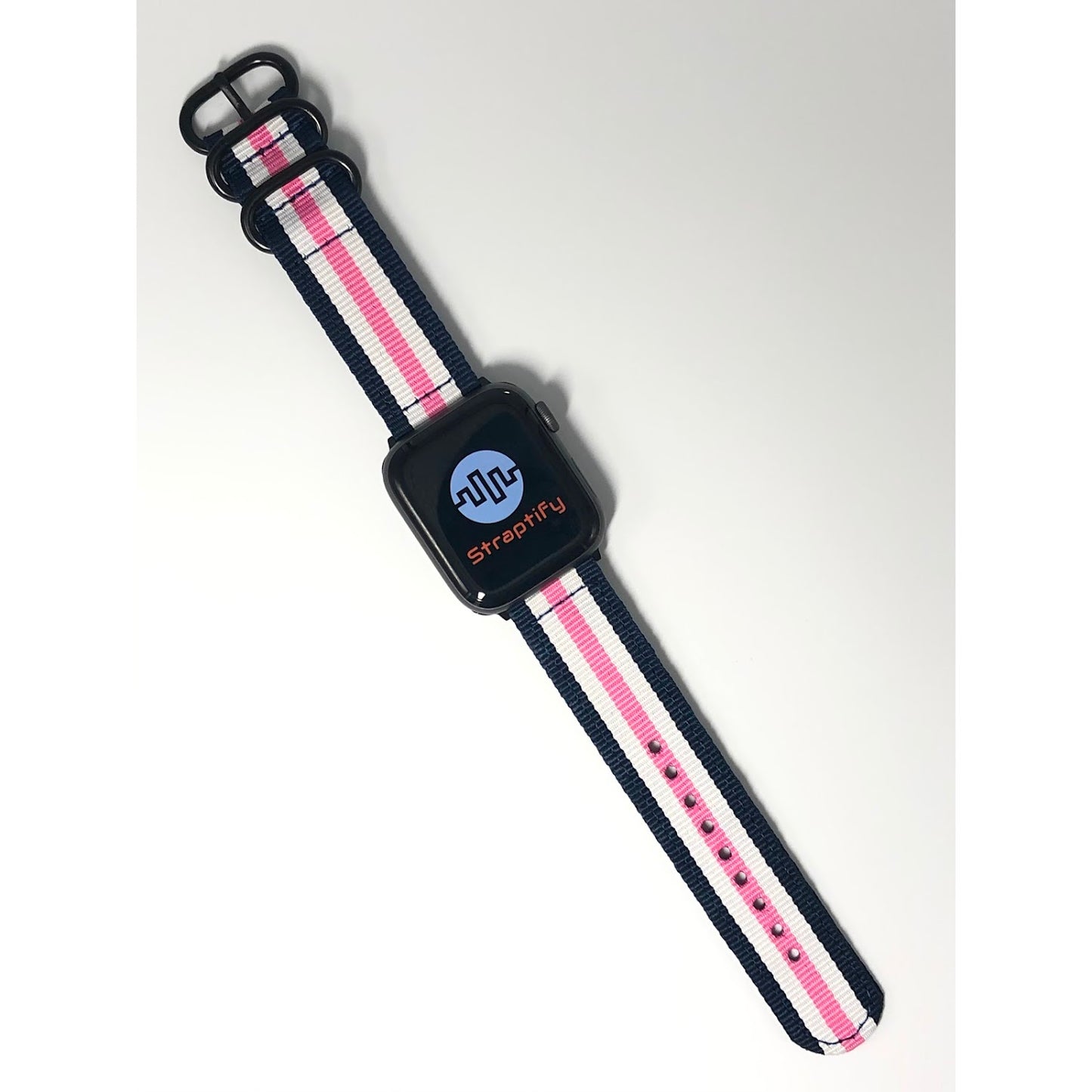 Nylon Apple Watch Strap- Blue White Pink 尼龍蘋果錶帶 - 藍 白 粉紅色
