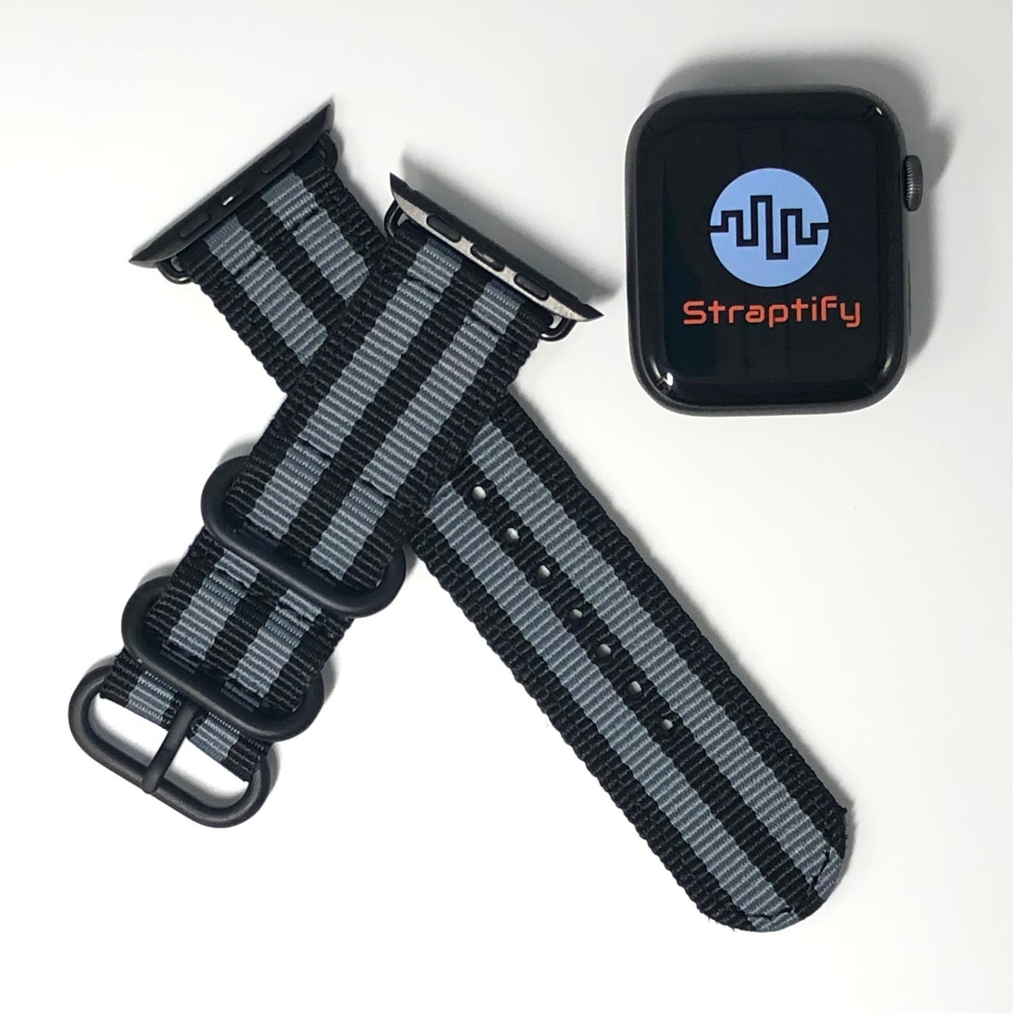 Nylon Apple Watch Strap - Black Grey 尼龍蘋果錶帶 - 黑灰色